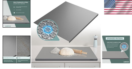 Large 23.62" x 19.68" 304 Stainless Steel Cutting Board - Heavy Duty & Non-Slip