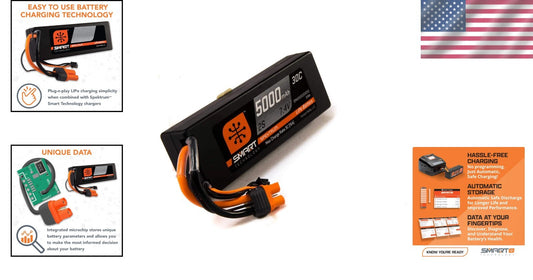 Advanced Smart LiPo Battery 5000mAh 7.4V 30C with Programmable Charge Features