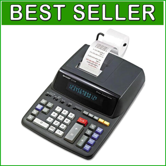 Elegant 12-Digit Desktop Printing Calculator with Large Blue Fluorescent Display