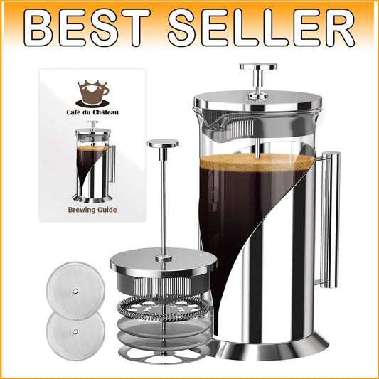 BPA-Free Insulated French Press Coffee Maker - 34oz with Lifetime Replacement