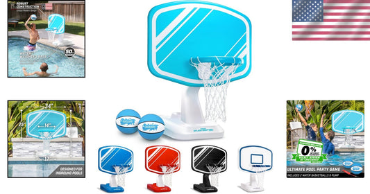 Extra Large Splash Hoop PRO - Professional Pool Basketball Set & Color Options