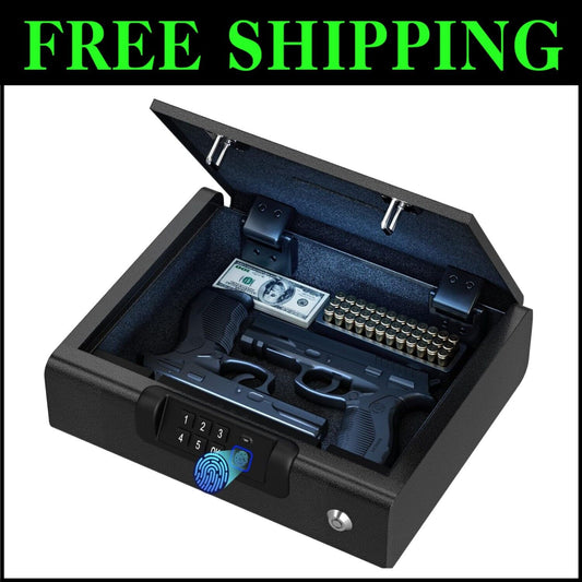 Secure Gun Safe with Biometric Access and USB Rechargeable Battery - Ideal Size