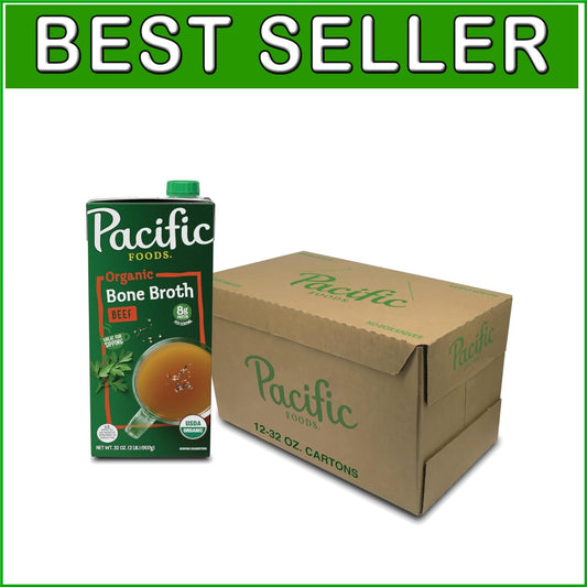 12-Pack Organic Beef Bone Broth, 32 Oz Each - Gluten-Free, Nourishing Beverage