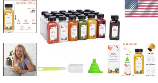 8 oz Lightweight Clear Plastic Juice Bottles - Perfect for DIY Beverages