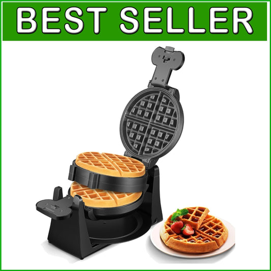 Double-Sided 180° Flip Waffle Maker - Nonstick Plates & Removable Drip Tray