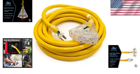 High-Power 25 ft Extension Cord - 10 Gauge with Multipurpose Pig-Tail Design