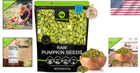 80oz Raw Pumpkin Seeds Pepitas - Unsalted Crunchy Vegan Snack in Resealable Bag