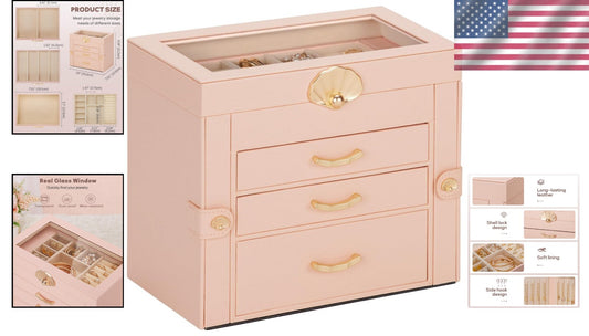 Elegant 3-Drawer Jewelry Holder in Peach Pink – Perfect Gift for All Occasions