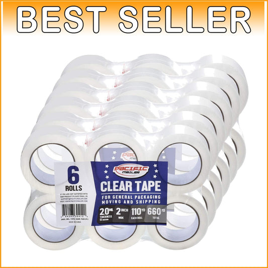 Durable 2 Inch Clear Packing Tape - 36 Rolls, 110 Yards Each for Industrial Use