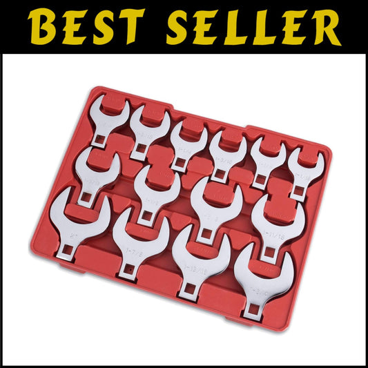 14-Piece Premium 1/2" Drive Jumbo Crowfoot Wrench Set - Chrome Vanadium Steel