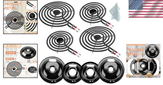 High-Quality Porcelain Drip Pan & Burner Element Set for Whirlpool/Frigidaire