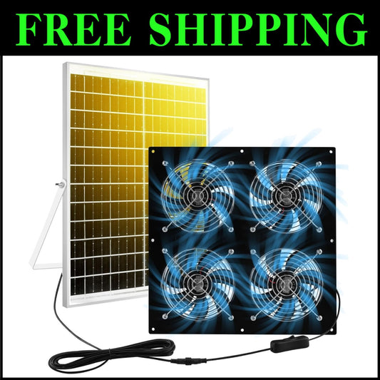 High Efficiency Solar Ventilation Fan - 25W Solar Panel for Barns & Dog Houses