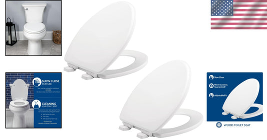 Quick Install White Elongated Toilet Seat 2-Pack - Non-Slip Heavy Duty Design