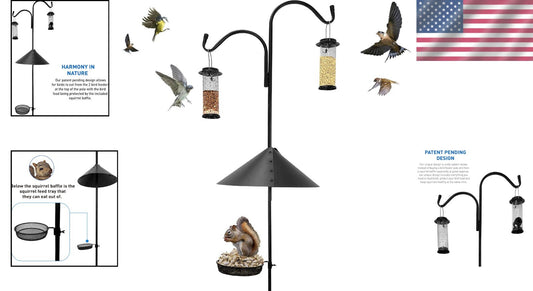 Durable 90-Inch Squirrel Baffle Bird Feeding Station - Includes 2 Feeders