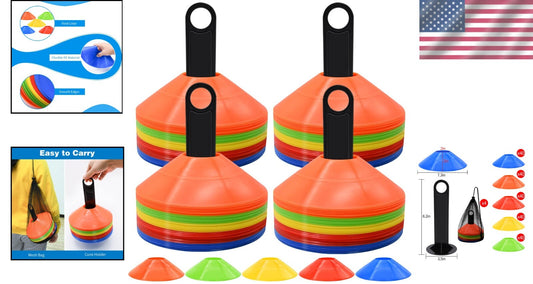 200 High Visibility Disc Cones in 5 Colors for Sports Training & Coaching