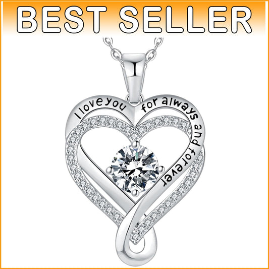 Adjustable Sterling Silver Heart Necklace - I Love You Engraving Gift for Women