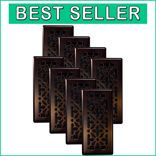 Durable Steel & Plastic Gothic Floor Register Pack – 4x10 Rubbed Bronze Finish