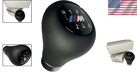 Sturdy Black Leather Gear Shift Knob for Ambidextrous Use - Vehicle Essential