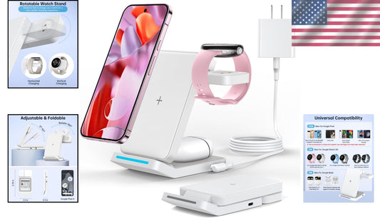 Adjustable Travel-Friendly Wireless Charger for Google Pixel Watch 3/2 & More