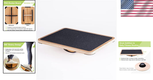 Advanced Rocker Balance Board - 350 lb Capacity, Ideal for Core & Rehab Training