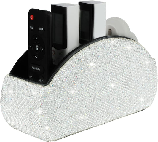 Elegant 5-Compartment Leather Organizer - Bling Crystal Luxury for Desk Storage