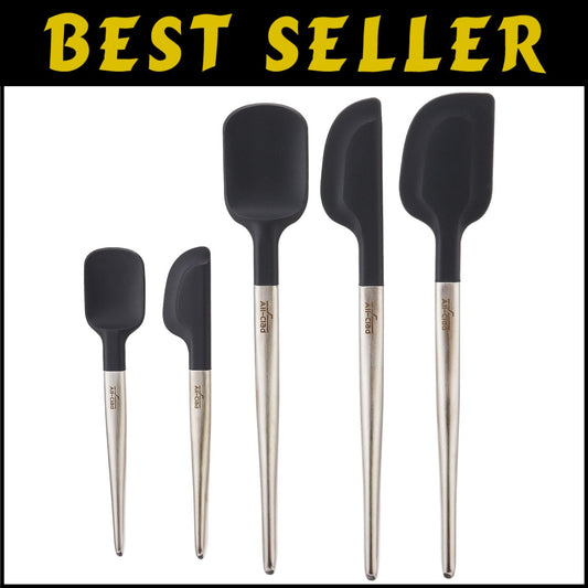 5-Piece Heat-Resistant Silicone and Steel Kitchen Gadget Set - Dishwasher Safe