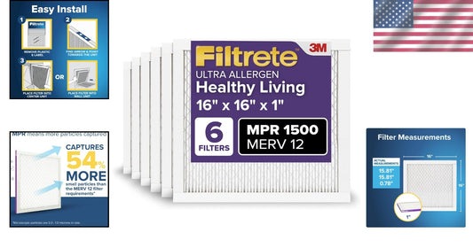 Maximize Air Quality with 16x16x1 MPR 1500 Electrostatic Filters - 6-Pack