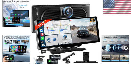Innovative 10.26'' Wireless Car Audio Receiver with 4K Dash Cam & GPS Navigation