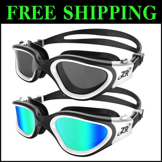 Durable 2 Pack Polarized Swim Goggles with Ergonomic Fit - For All Skill Levels
