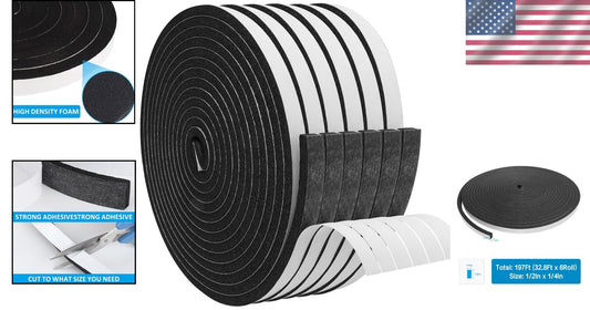 High Density Foam Weatherstripping Tape - 1/2In x 1/4In x 197Ft Sealing Solution