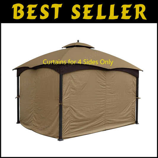 Functional Beige Privacy Side Walls for 10x12-ft Gazebo - Easy Access Zippers