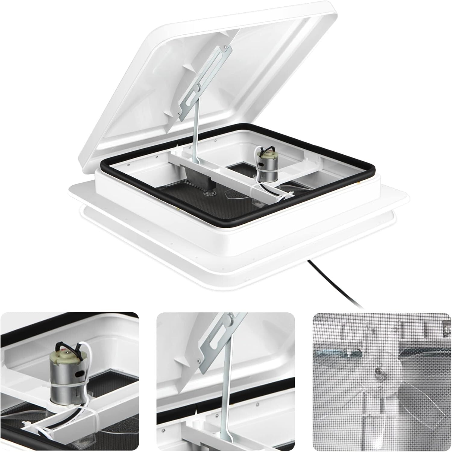 Efficient 12V Fan Roof Vent for RVs and Campers - 14" x 14" Easy Install