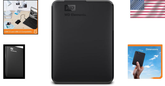 WD 1TB Elements Portable Drive - Fast USB 3.2 Transfers for On-the-Go Storage