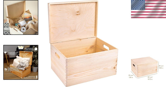 Beautiful Stackable XXL Wooden Storage Box with Hinged Lid - Eco-Friendly Design