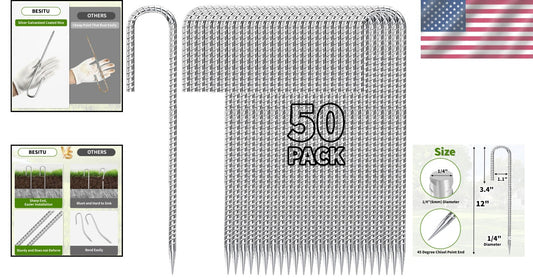 Durable 12-Inch galvanized Practical Stakes - 50 Pack for Landscape and Events