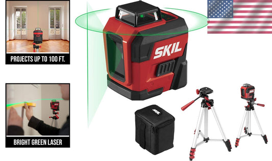 Self-Leveling Green 360° Laser Level w/Tripod - For Easy Alignment & Precision