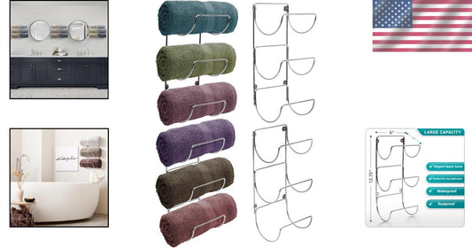 Durable Iron Towel Storage Rack with 12 Curved Shelves for Stylish Bathrooms