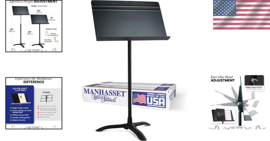 Folding Music Stand with Heavy-Gauge Steel Base - 26" to 48" Adjustable Height