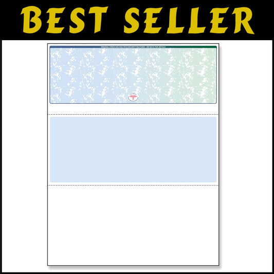 High-Security Blank Check Paper - 500 Sheets, Blue/Green Prismatic Design