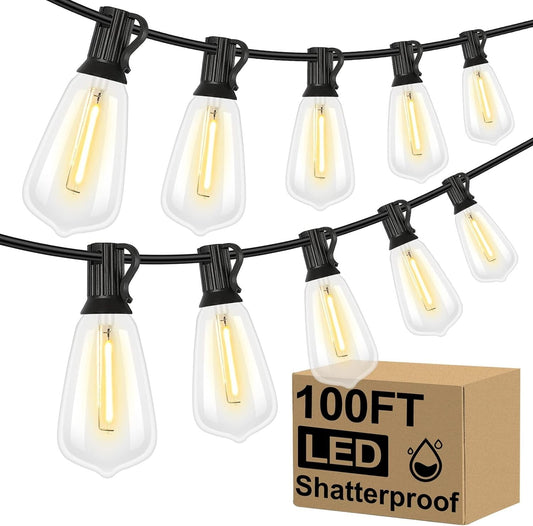 52 Vintage Edison Bulbs on 100FT LED String Lights - Perfect for Outdoor Décor