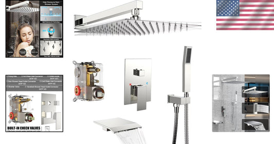 Chrome Wall-Mounted Rain Shower & Tub Spout Set with 10-Inch Head - Easy Install