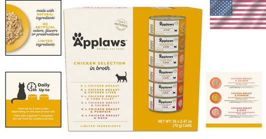 Protein-Packed Chicken Wet Cat Food in Broth - 36 Cans, Perfect for Picky Eaters