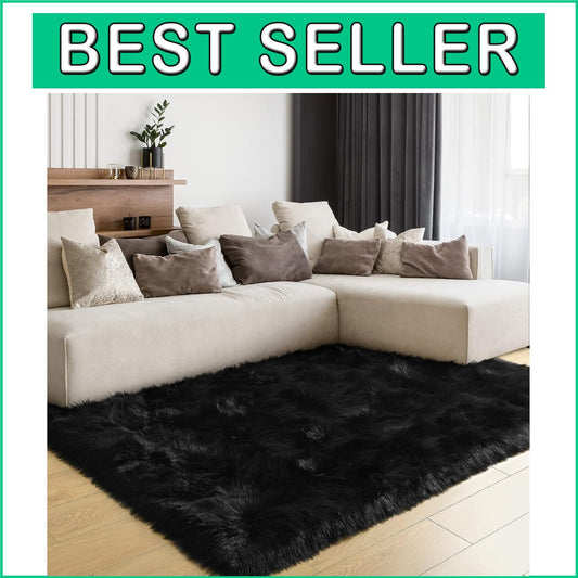 Cozy White Faux Fur Area Rug 3x5 Feet - Machine Washable and Soft for Home Decor