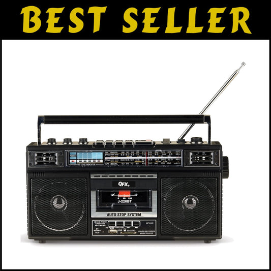 Portable 4-Band Bluetooth Boombox: Record, Convert & Enjoy Your Music Collection