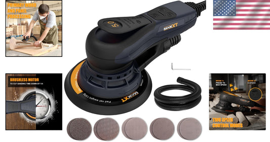 350W Electric Brushless Orbital Sander with Variable Speed & 10 Sanding Papers