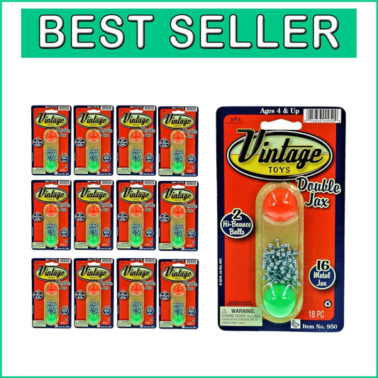 ASTM Tested Vintage Jacks Game – 12 Metal Sets with Bouncy Balls for Safe Play