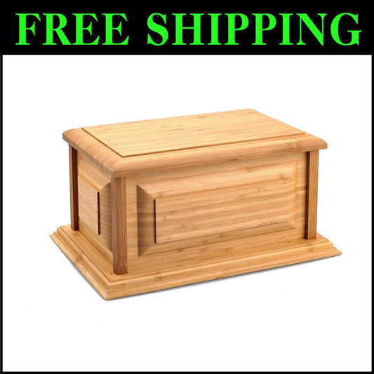 Eco-Friendly Bamboo Urn for Adult Ashes - 200 lbs Capacity, Sliding Opening
