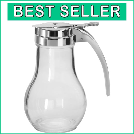 Elegant 14 Oz Glass Honey Dispenser with Chrome Spout & Thumb Lever - Set of 12