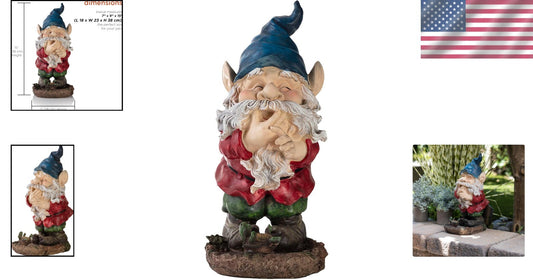 15" Colorful Weather-Resistant Outdoor Garden Gnome Statue for Whimsical Decor