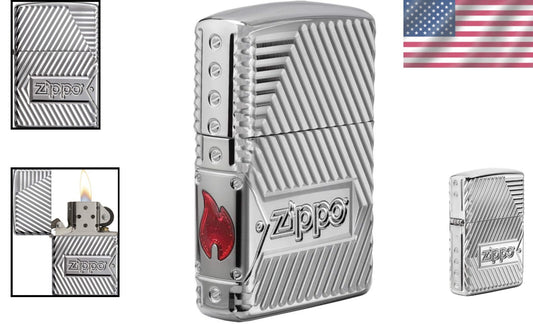 Distinguished Windproof Pocket Lighter - Chrome Finish with Logo Design
